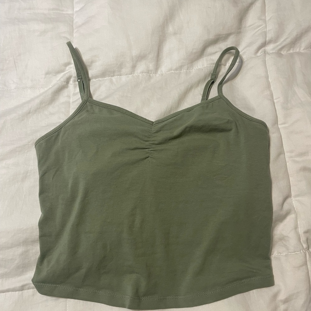 SO Green Ruched Crop Camisole